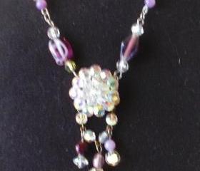 vintage rhinestone necklace Lavender Extravanganza