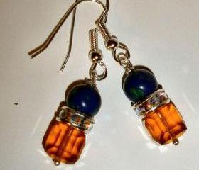 rhinestone Lapis earrings with Swarovski crystals