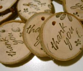 100 Wooden Tree Branch Charms Thank You