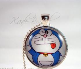 Doraemon cartoon glass pendant necklace
