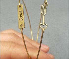 Love and Arrow Bangle 2 Bracelet Set