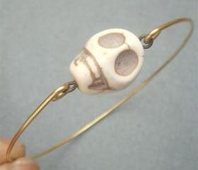 White Turquoise Skull Bangle Bracelet