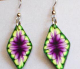 GORGEOUS floral earrings polymer clay Wild flower design