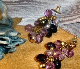 GORGEOUS cluster earrings in Extravagant Purple FREE SHIPPING