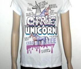 Charlie the unicorn white tshirt for women humor tee