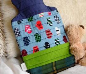 Hot Water Bottle - Patchwork Hot Water Bottle - Blue & Green - Hottie - 'Inbetween Days'