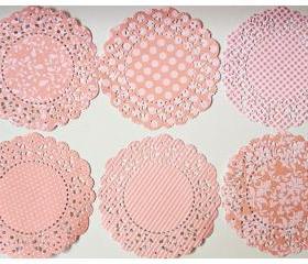 6 Parisian Lace Doily Dark Melon Berry / pack 