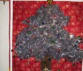 Silver Christmas Tree with Ornamental lights Wall Hanging