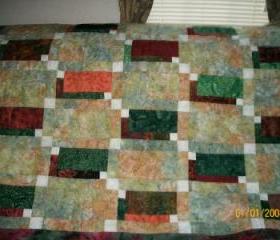 Batik Fall and Christmas Color Lap Quilt