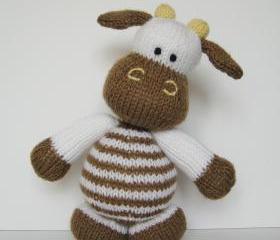 Milkshake the cow knitting pattern - fun and easy to knit toy with this pdf pattern by fluff and fuzz
