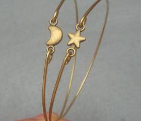 Star and Moon Bangle 2 Bracelet Set