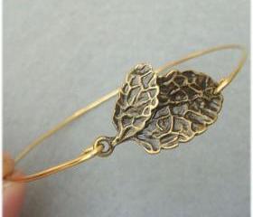 Leaf Brass Bangle Bracelet