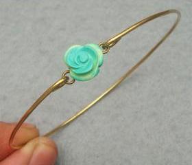 Turquoise Flower Bangle Bracelet