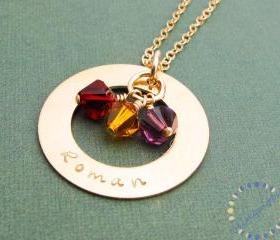 Personalized gold filled washer necklace: mommy jewelry family names