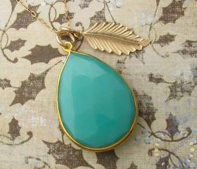 CHALCEDONY PEAR Gem Pendant: 24k GOLD vermeil necklace