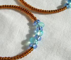 Brown Hoop Earrings Blue Brown 