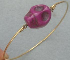 Purple Turquoise Skull Bangle Bracelet