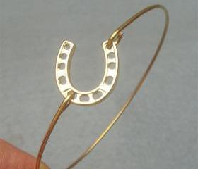 Horseshoe Brass Bangle Bracelet