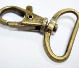  5pcs Large ANTIQUE BRASS Metal Lobster Swivel Clasps HO392