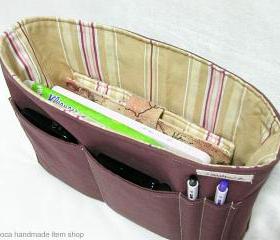 Inner Bag Organizer - Brown Stripe / Zipper Pocket