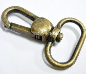  5pcs ANTIQUE BRASS Metal Lobster Swivel Clasps HO332
