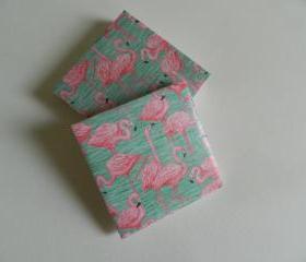Pink Flamingo Print Tile Coasters