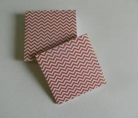 Orange and White Chevron Print Tile Coasters