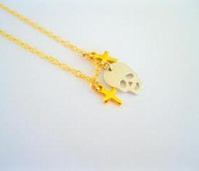 14k gold filled necklace with Tiny Skull