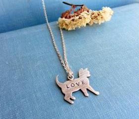 Sterling silver cat necklace, Animal pet jewelry, love necklace, custom jewelry, personalized jewelry