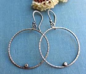 Oxidized sterling silver hoop earrings, simple minimalist.