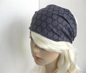  Dreadband Women's Headband Gypsy Wrap Hair Bandana Black Circles Grey Geometric Michael Miller Fabric