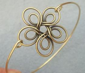 Flower Brass Bangle Bracelet Style 6
