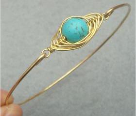 Turquoise Bean Bangle Bracelet