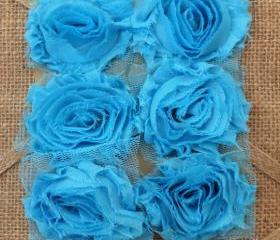 Six Shabby Chic Flowers - Ocean Breeze (Turquoise)