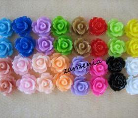 32PCS - Mini Rose Flower Cabochons - 10mm - Resin - Autumn 2012 Sampler - Cabochons by ZARDENIA