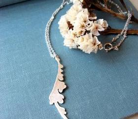 Sterling silver leaf necklace, wedding jewelry, bridesmaid jewelry.