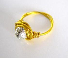 Gold Wire Wrapped Swarovski Ring