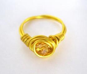 Customizable Gold Ring with Crystal Setting Pick your Crystal, Women