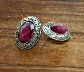Madam Butterfly Vintage Earrings - Lavender