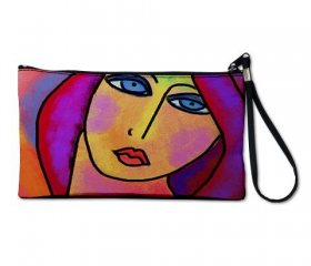 Clutch Purse Clutch Bag Wristlet Printed with My Funky Abstract Digital Portrait of a Woman