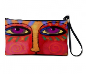 Clutch Purse Clutch Bag Wristlet Printed with My Funky Abstract Digital Painting of a Face