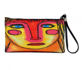 Clutch Purse Clutch Bag Wristlet Printed with My Funky Abstract Digital Painting of a Woman