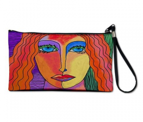 Clutch Purse Clutch Bag Wristlet Printed with My Funky Abstract Digital Portrait of a Woman