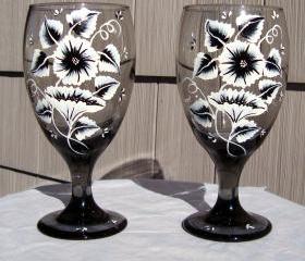 Painted Black Wine Glasses
