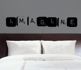 Imagine Scrabble Tile Grunge Style Vinyl Wall Decal 22144