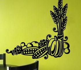 Wall Decal Harvest Bounty Pumpkin Corn Grapes Wheat 22131