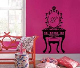 Monogrammed Vanity with Mirror Vinyl Wall Decal 22116