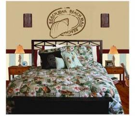 Beach Mail Stamp With Sea Shell Vinyl Wall Decal 22067