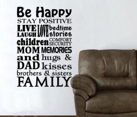 Happy Family Subway Style Sign Vinyl Wall Decal 22155