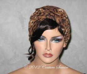 Handmade Twist Fashion Turban - Brown Animal Print